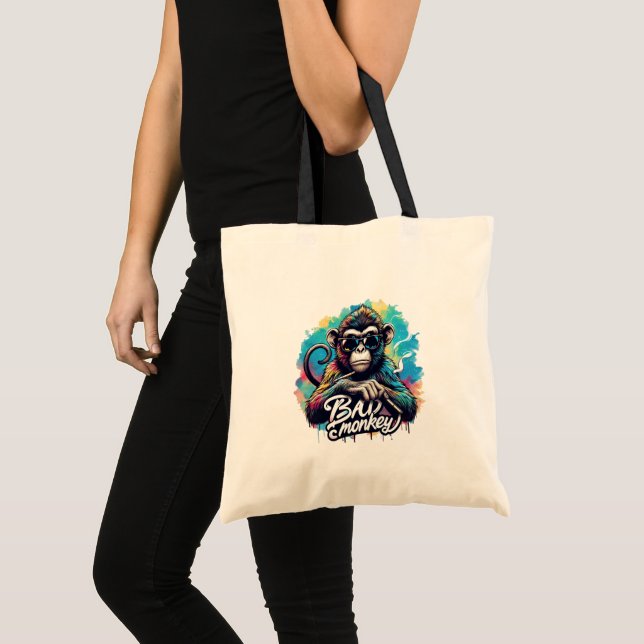 Sac fourre-tout singe méchant aquarelle (Devant (produit))