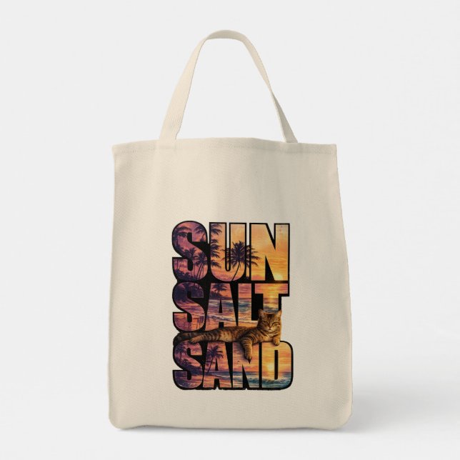 Sac fourre-tout Soleil Sel Sable Plage Chat Couche (Dos)