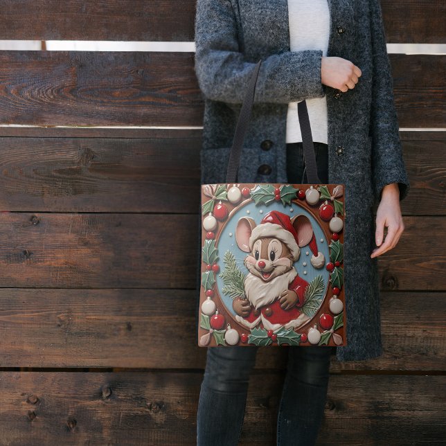 Sac fourre-tout Souris de Noël excitée (Créateur téléchargé)