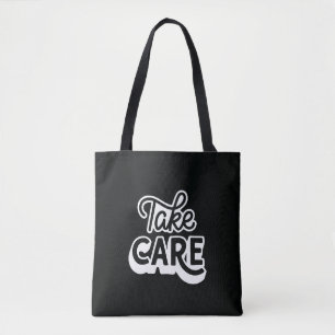 Sac fourre-tout Take Care   Esthétique noire minim