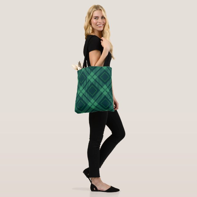 Sac fourre-tout Tartan motif de diamant vert (Sur le modèle)
