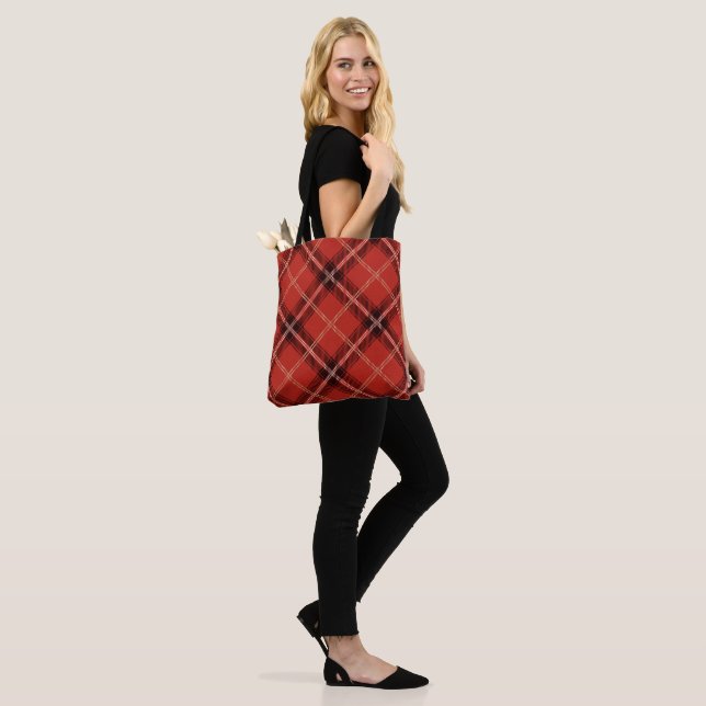 Sac fourre-tout Tartan, motif de diamants rouges (Sur le modèle)