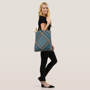 Sac fourre-tout Tartan motif en diamant bleu
