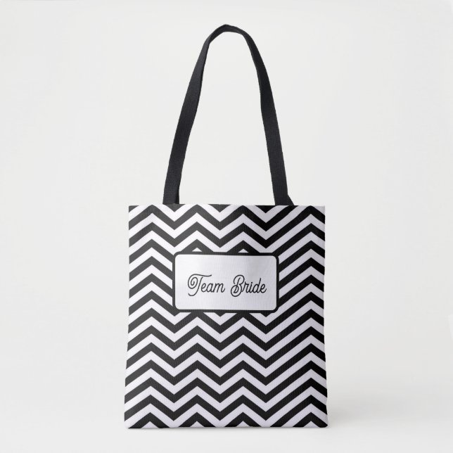 Sac fourre-tout Team bride sur rayures noires et b (Devant)