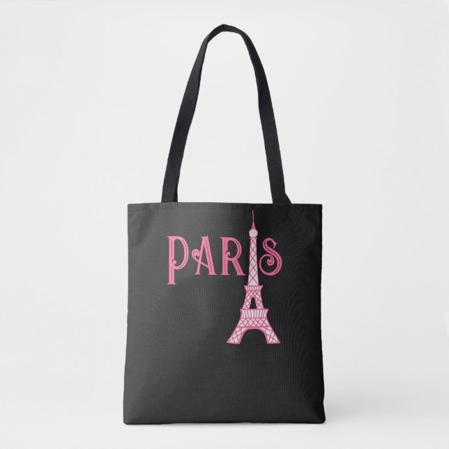 Sac fourre-tout tour Eiffel rose de Paris (Devant)