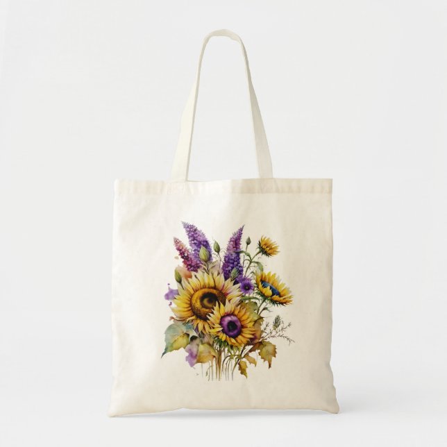 Sac fourre-tout tournesol et lavande (Devant)