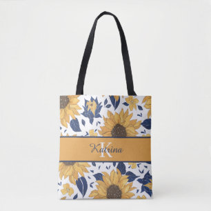 Sac fourre-tout tournesol monogrammé