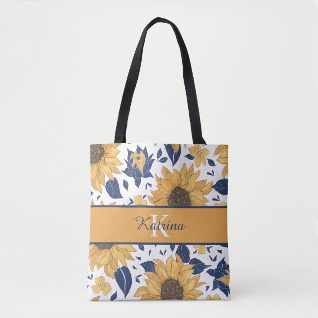 Sac fourre-tout tournesol monogrammé (Devant)