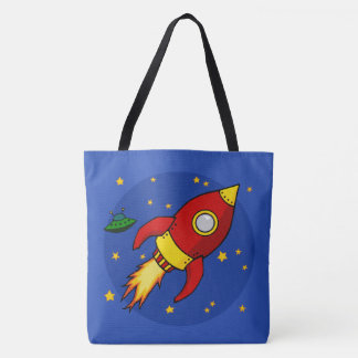 Sac fourre-tout "tout-sur-impression" rouge fusées