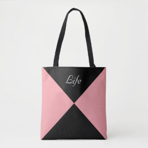 Sac fourre-tout triangle abstrait noir et rose cor
