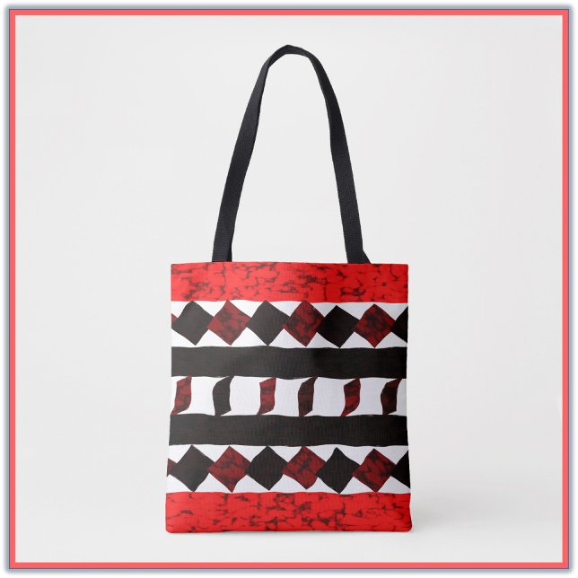 Sac fourre-tout tribal géométrique orange et noir  (Créateur téléchargé)