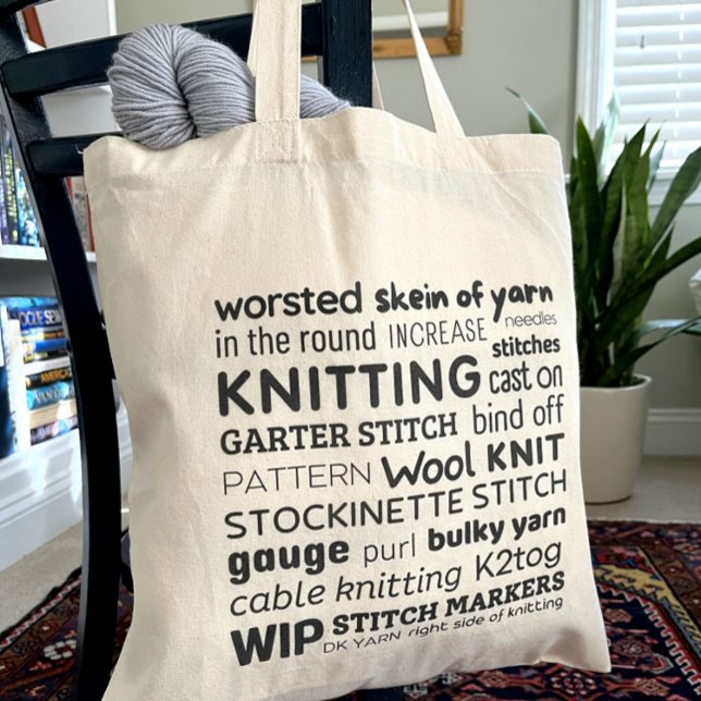 Sac fourre-tout tricot - Collage de mots de Knitte (Créateur téléchargé)