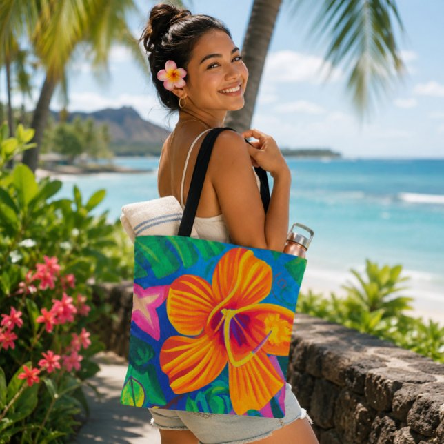 Sac fourre-tout tropical à hibiscus orange (Créateur téléchargé)