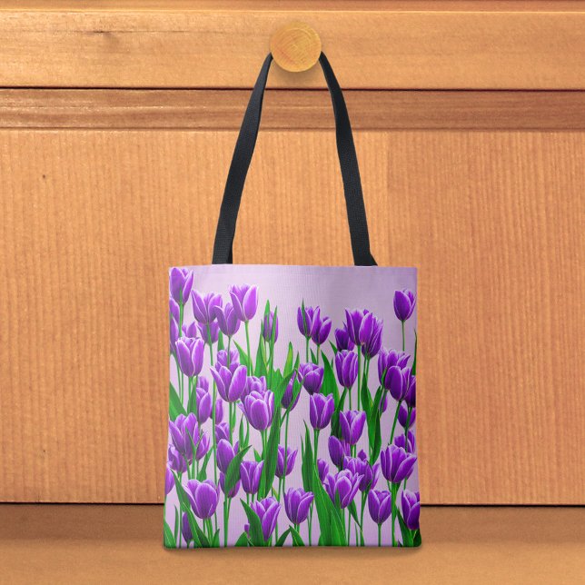 Sac fourre-tout Tulipes Violettes (Tote bag with purple tulips)