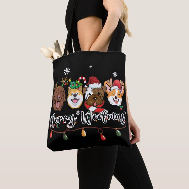 Sac fourre-tout typographique Joyeux Woofmas (De près)