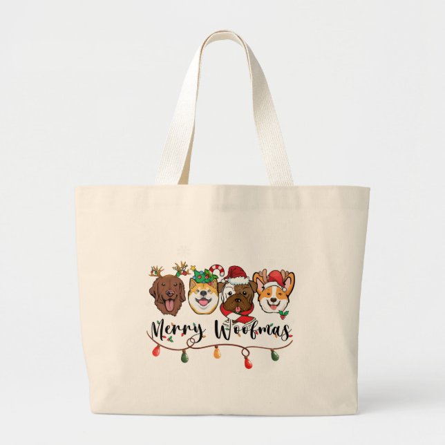 Sac fourre-tout typographique Joyeux Woofmas (Devant)