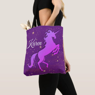 Sac fourre-tout Unicorne violet d'élevage personna