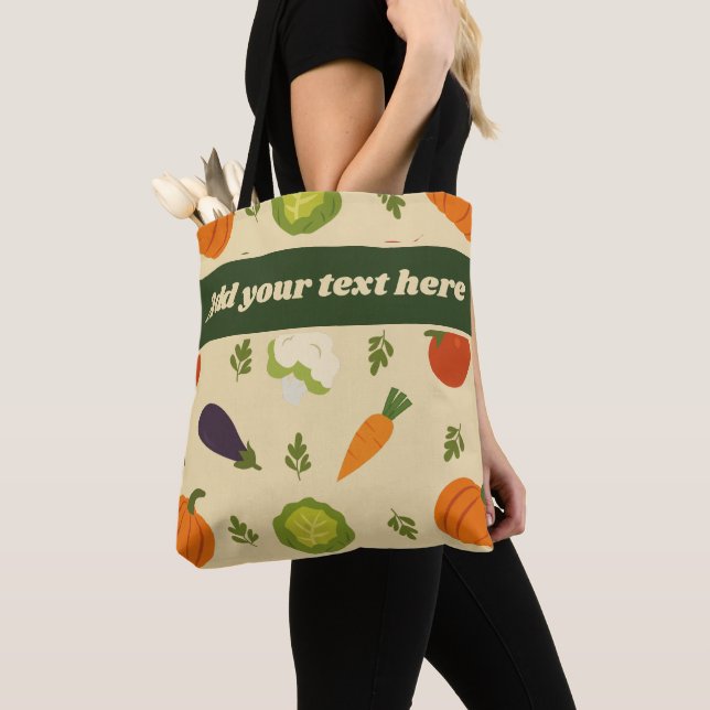 Sac fourre-tout Veggie personnalisé Sunshine & Mot (De près)