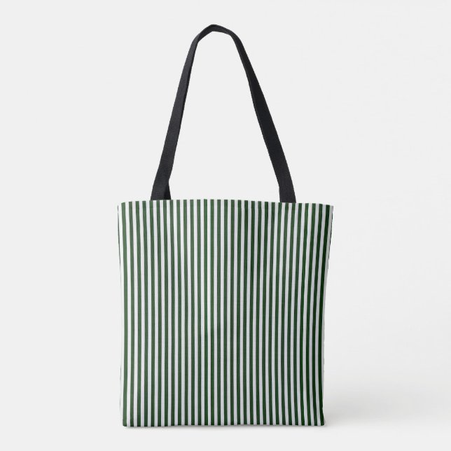Sac fourre-tout, vert chasseur et rayure blanche v (Dos)