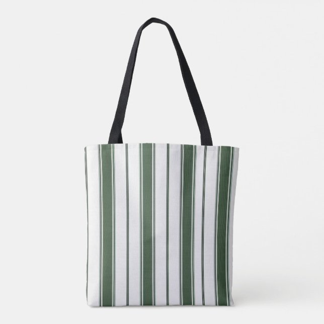 Sac fourre-tout, vert chasseur et rayure blanche v (Dos)
