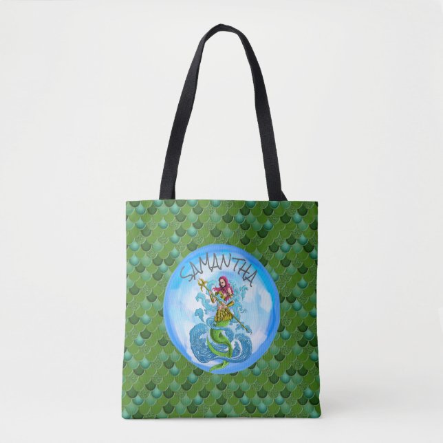 Sac fourre-tout vert de sirène (Devant)