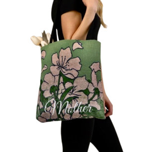 Sac fourre-tout vert Pink Blossom