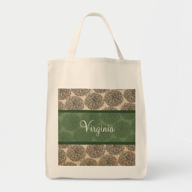 Sac fourre-tout vert Vintage Zinnia (Devant)