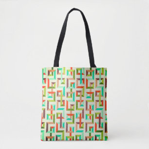 Sac fourre-tout vibrant à motifs géométriques rétr