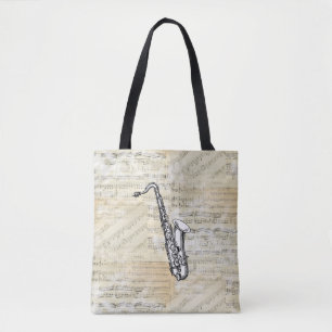 Sac fourre-tout vintage à musique de feuille de