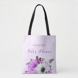 Sac fourre-tout vintage de Baby shower Floral blan