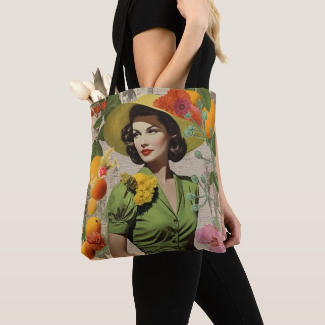 Sac fourre-tout vintage de collection botanique (De près)