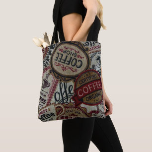 Sac fourre-tout vintage Étiquette café