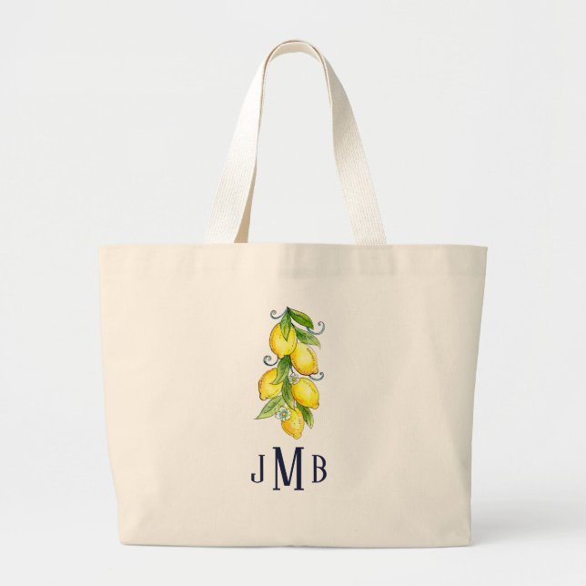 Sac fourre-tout vintage monogramme au citron (Devant)