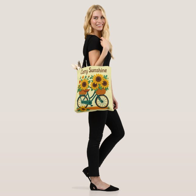 Sac fourre-tout vintage pour vélos et tournesols (Sur le modèle)