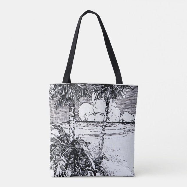 Sac fourre-tout Vintage Tropical Beach Etching (Dos)