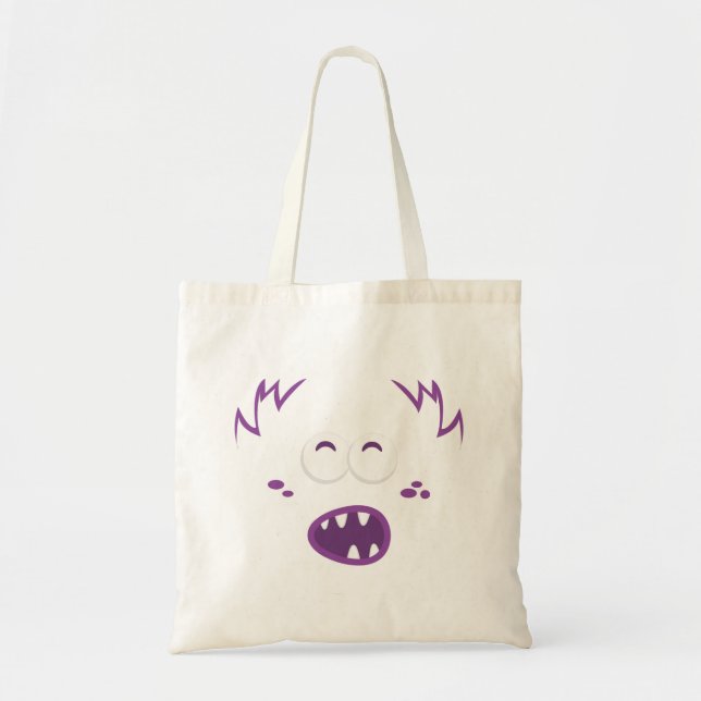Sac fourre-tout Visage de Monster Violet Kawaii (Devant)