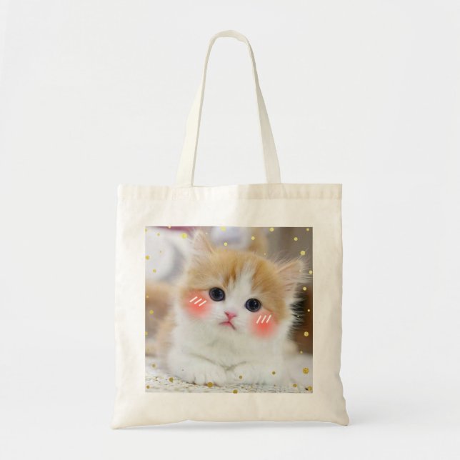 Sac fourre-tout visage rougissant de chaton mignon (Devant)