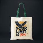 Sac fourre-tout - 'Votre seule limite est vous' Mo<br><div class="desc">Portez un message de motivation et d'autonomisation avec vous partout où vous allez avec ce sac fourre-tout unique. Doté d'un design audacieux et attrayant avec l'expression "VOTRE SEULE LIMITE EST VOUS" et un motif d'oiseau envoûtant, ce sac est parfait pour l'utilisation quotidienne, le shopping, ou comme cadeau pour les amis...</div>