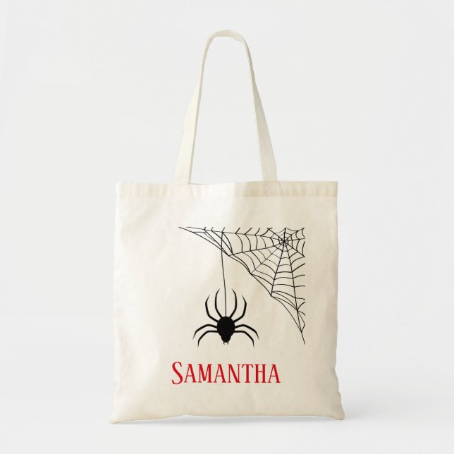 Sac fourre-tout Web personnalisé Black Spider et S (Devant)