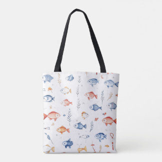 Sac fourre-tout Whimsical Fish Motif - Design élég