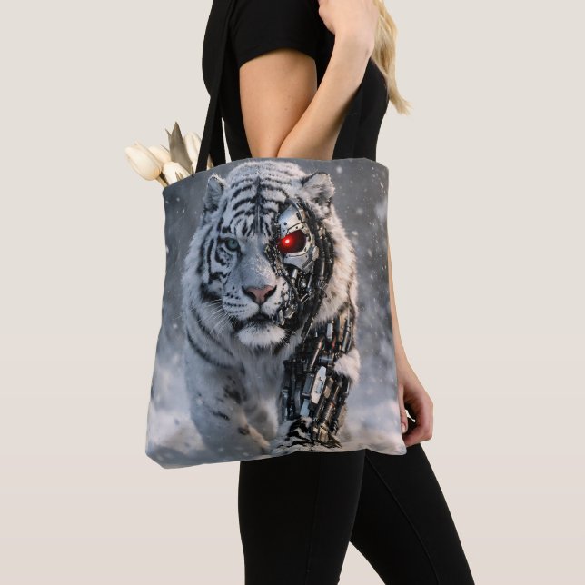 Sac fourre-tout White Tiger, mode cyber faune scie (De près)