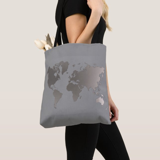 Sac fourre-tout World Map Gris Cadeau Sac Grand (De près)