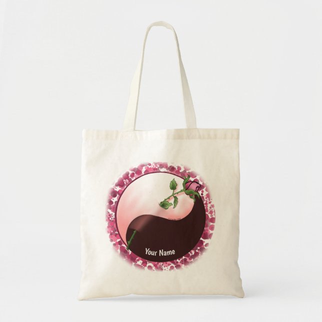Sac fourre-tout Yin Yang Rose rouge (Devant)