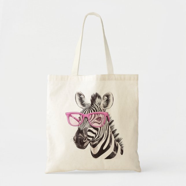 Sac fourre-tout Zebra avec lunettes roses (Devant)