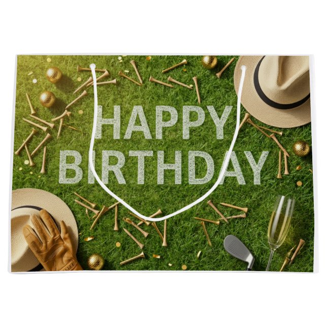 Sac Golf Joyeux Anniversaire sur Vert Grand Sac Ca (Devant)