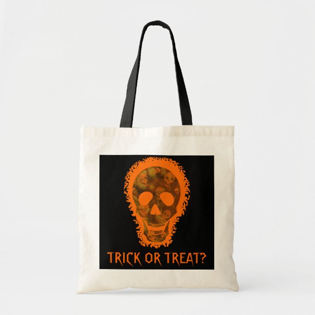 Sac Gros Crâne Orange 'Trick ou Treat ? ' (Devant)