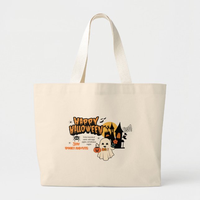 Sac Halloween Adorable – Fille tenant une citrouil (Devant)