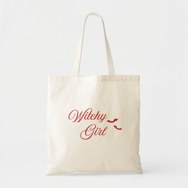 Sac Halloween en toile fille ensorceleuse (Devant)