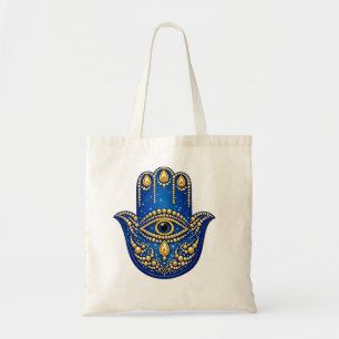 Sac Hamsa Main Totebag Bleu Céleste Motif Mandala