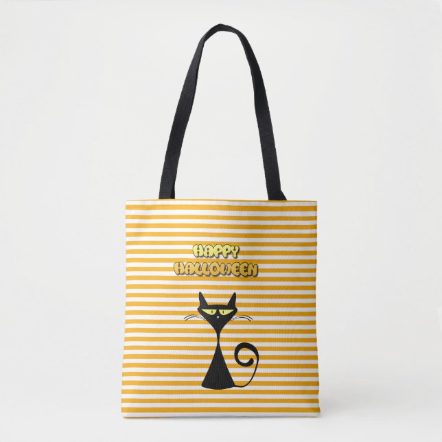 Sac Happy Halloween Chat Noir Friandise ou Farce (Devant)